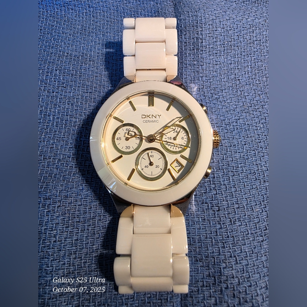 DKNY Ladies' Chambers Ceramic Chronograph Watch